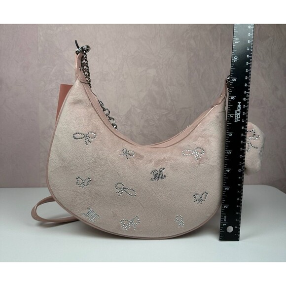 Juicy Couture Delightful Crossbody Dusty Blush  Rhinestone Bow Coin Pouch NWT - Picture 15 of 16
